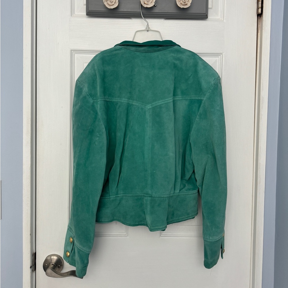 Vintage Suede Leather Cropped Bomber Jacket - Picture 8 of 11